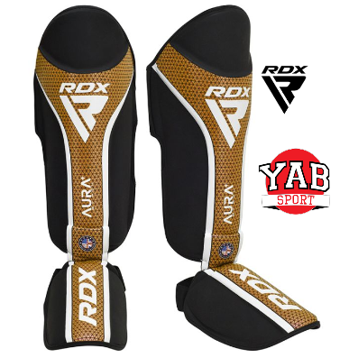 Protéges Tibias pieds AURA PLUS T-17 BLACK GOLDEN RDX 